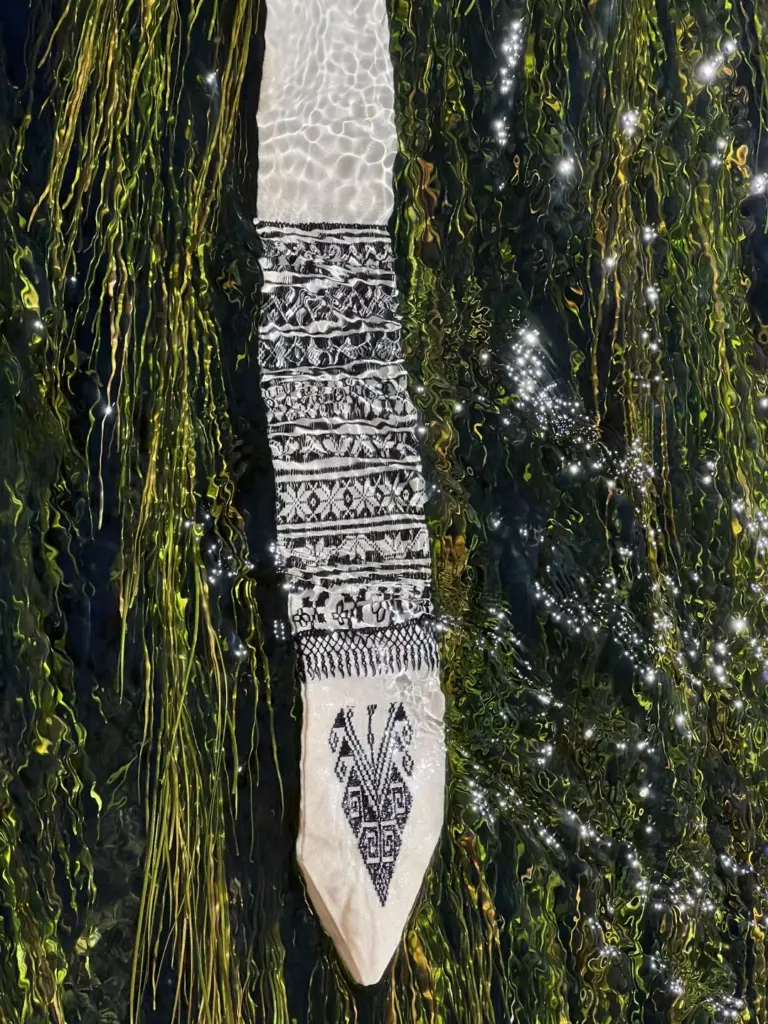 Material detail of the MING silk scarf