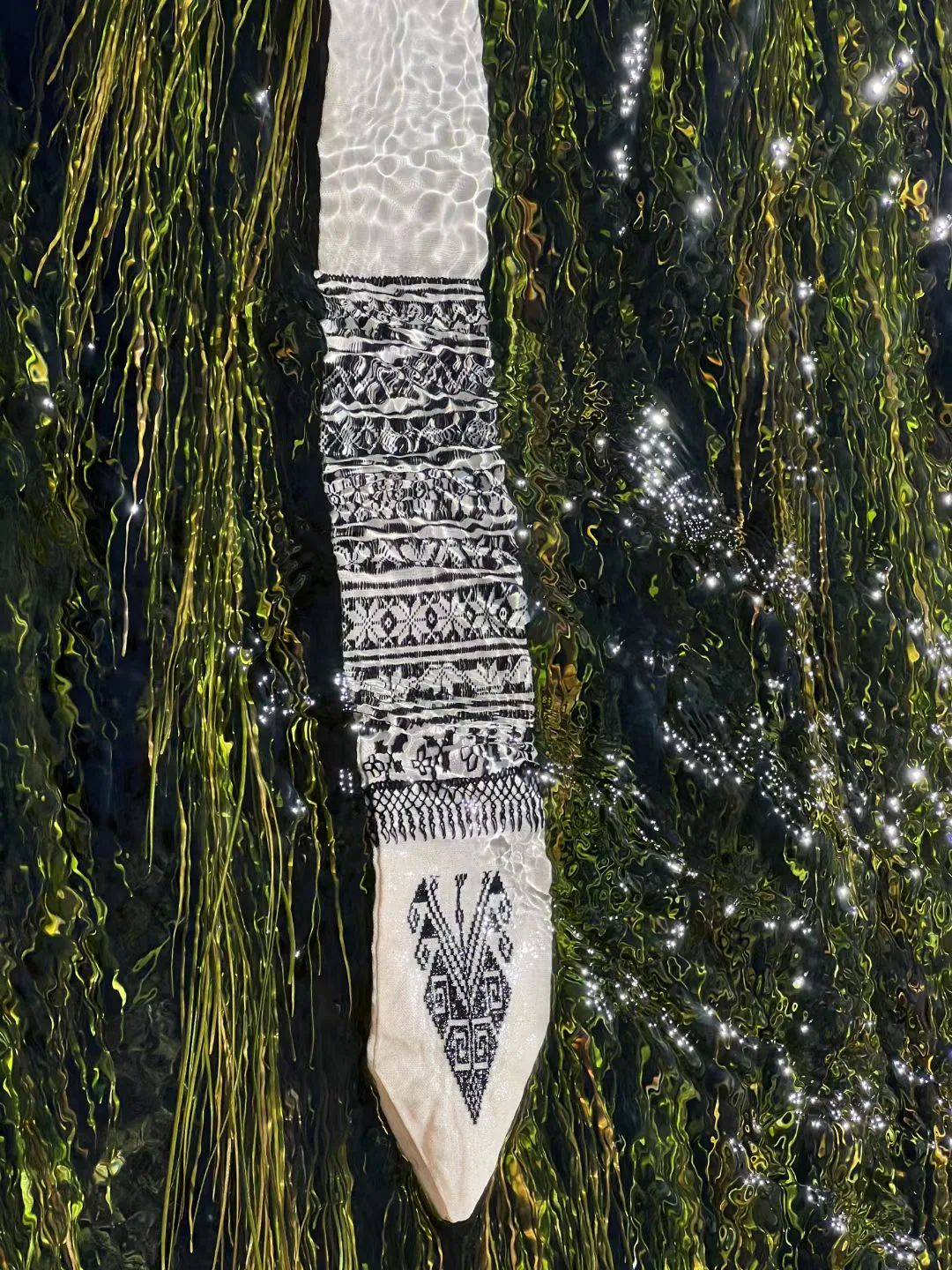 Material detail of the MING silk scarf